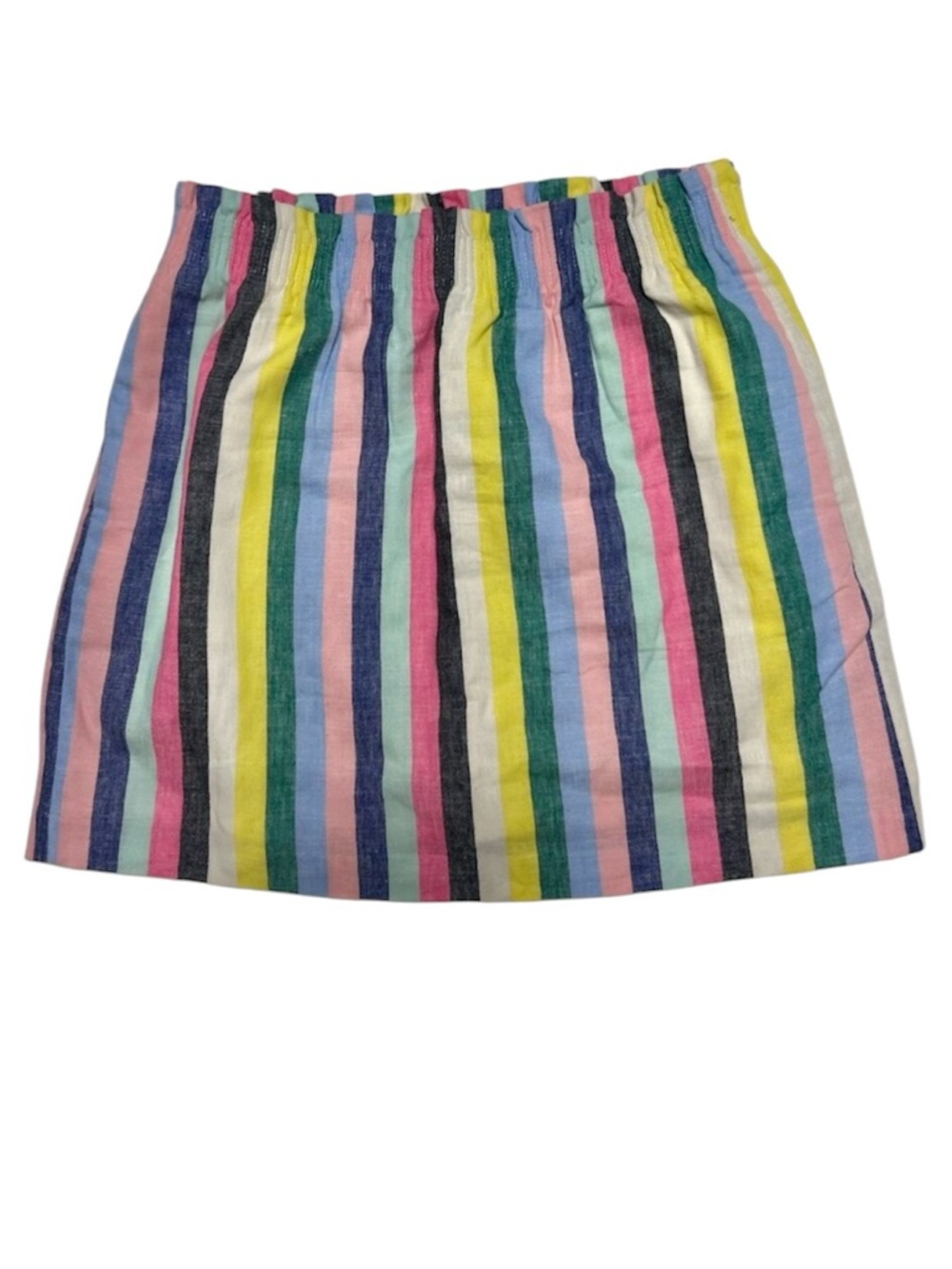 J. CREW FACTORY Linen Blend Rainbow Stripe Skirt Smocked Elastic Waist Pockets 8 - Picture 3 of 12